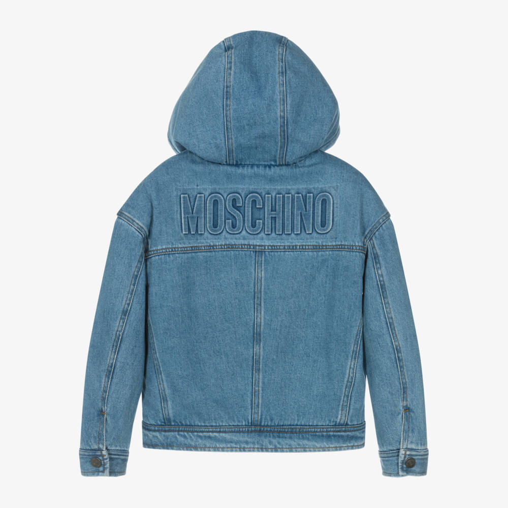 Moschino Kid-Teen-Boys Denim Jacket with Hood | Childrensalon Outlet