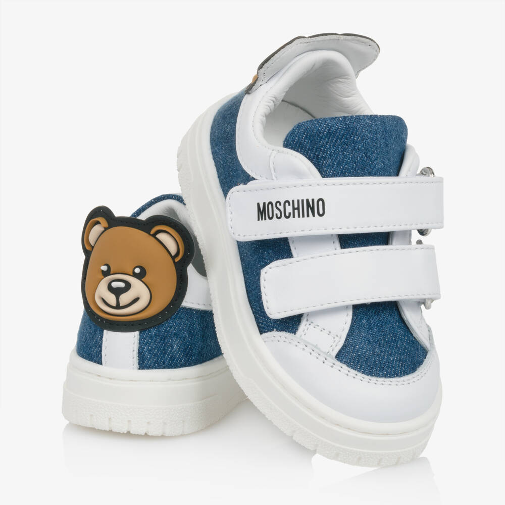 Moschino-Boys Denim Kicks with Leather Touches | Childrensalon Outlet