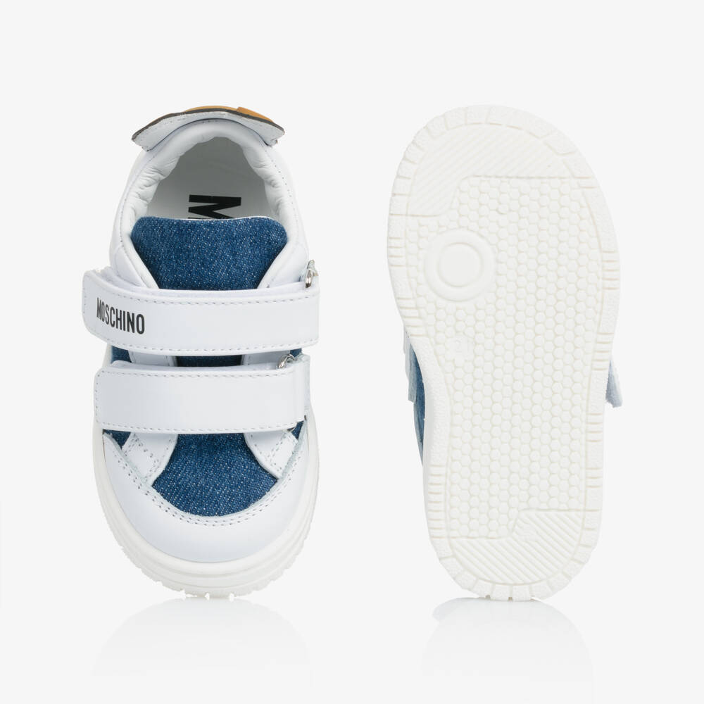 Moschino-Boys Denim Kicks with Leather Touches | Childrensalon Outlet