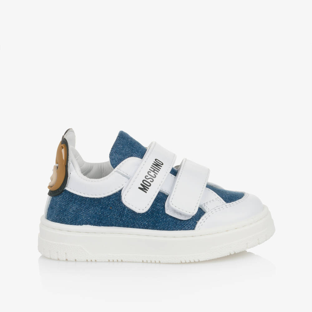 Moschino-Boys Denim Kicks with Leather Touches | Childrensalon Outlet