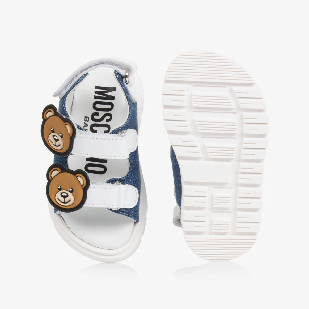 Moschino-Boys Denim & White Strap Sandals | Childrensalon Outlet