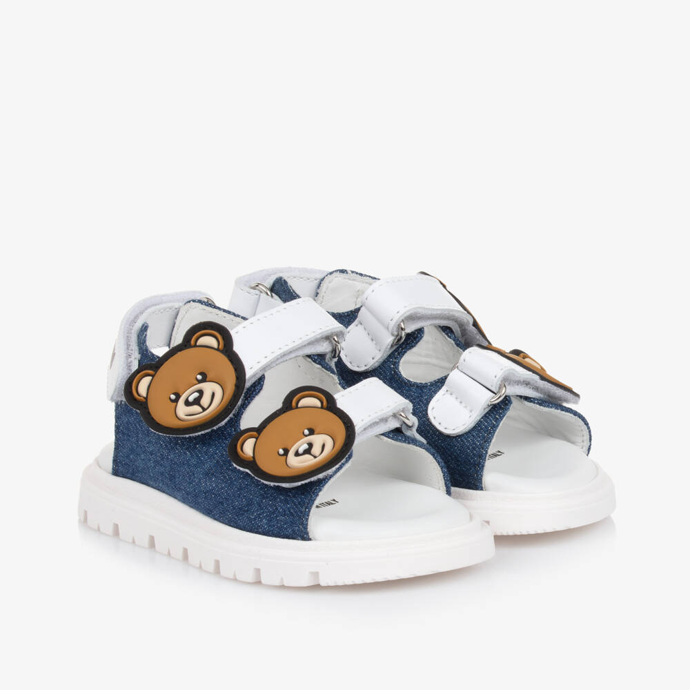 Moschino-صنادل جلدية بيضاء وجينز للأولاد | Childrensalon Outlet