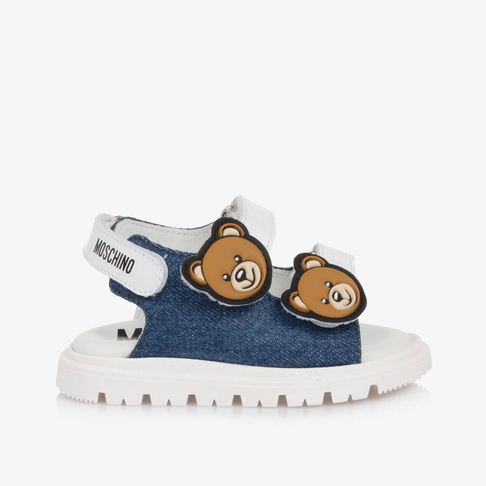 Moschino-Boys Denim & White Strap Sandals | Childrensalon Outlet