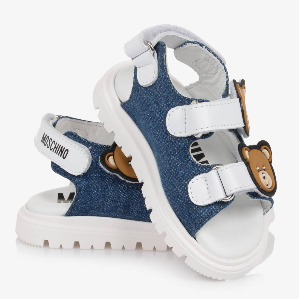 Moschino-Boys Denim & White Strap Sandals | Childrensalon Outlet