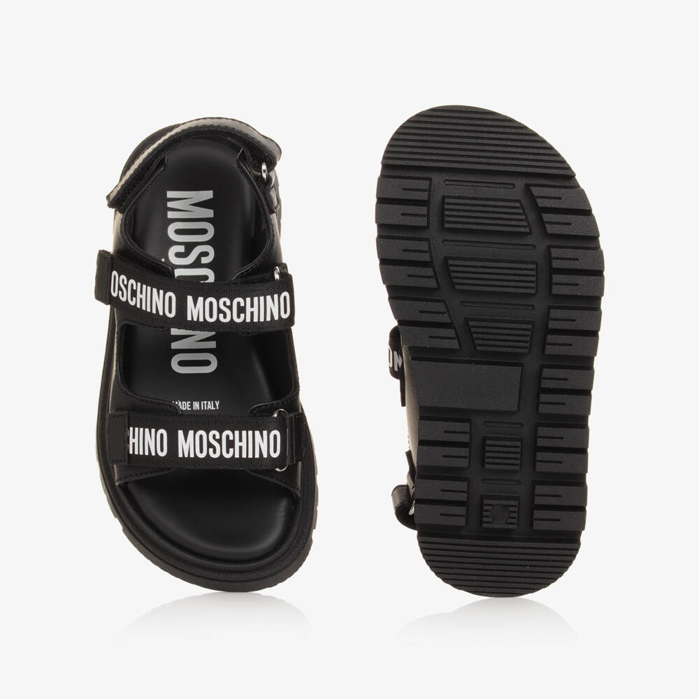 Moschino-Boys Elegant Ebony Hook Sandals | Childrensalon Outlet