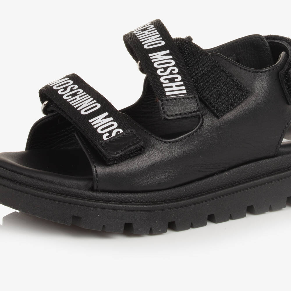 Moschino-Boys Elegant Ebony Hook Sandals | Childrensalon Outlet