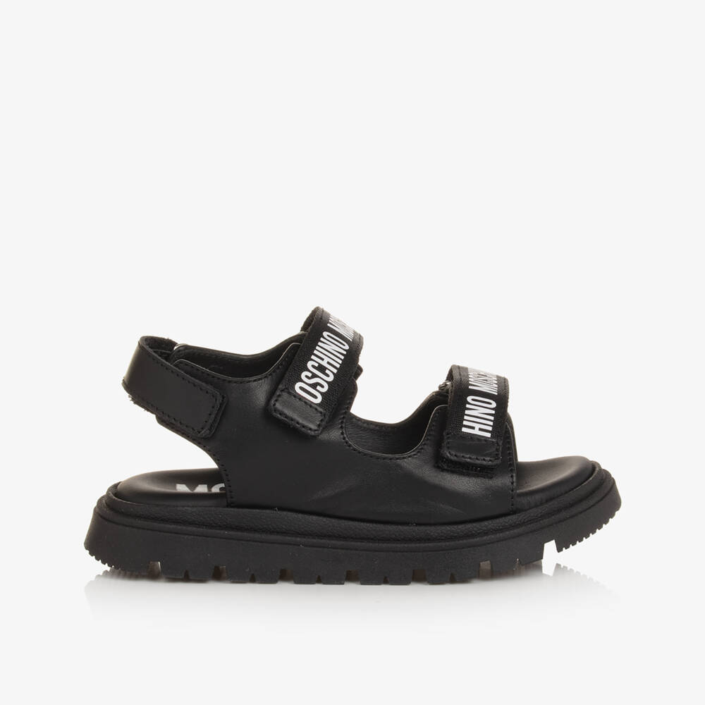 Moschino-Boys Elegant Ebony Hook Sandals | Childrensalon Outlet