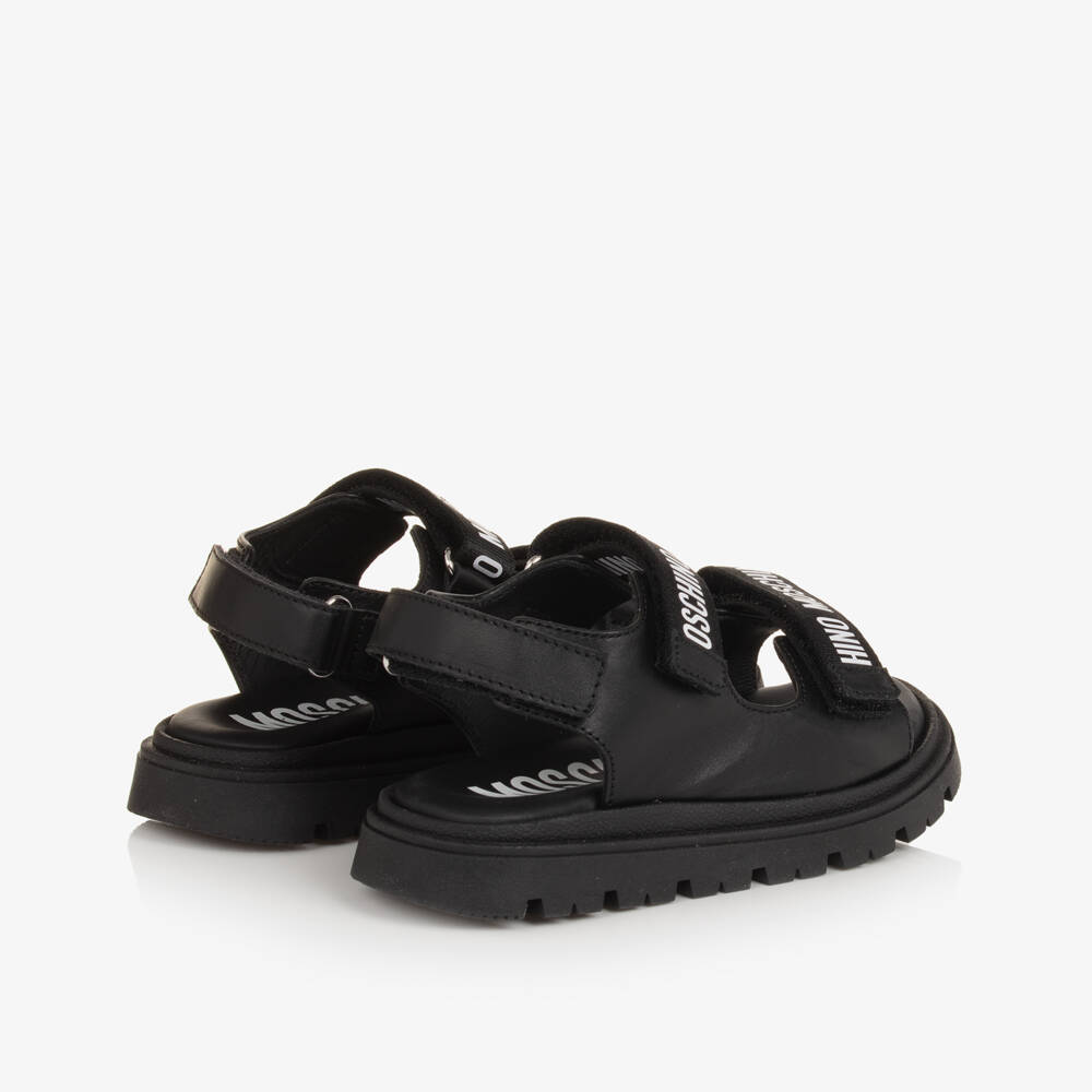 Moschino-Boys Elegant Ebony Hook Sandals | Childrensalon Outlet