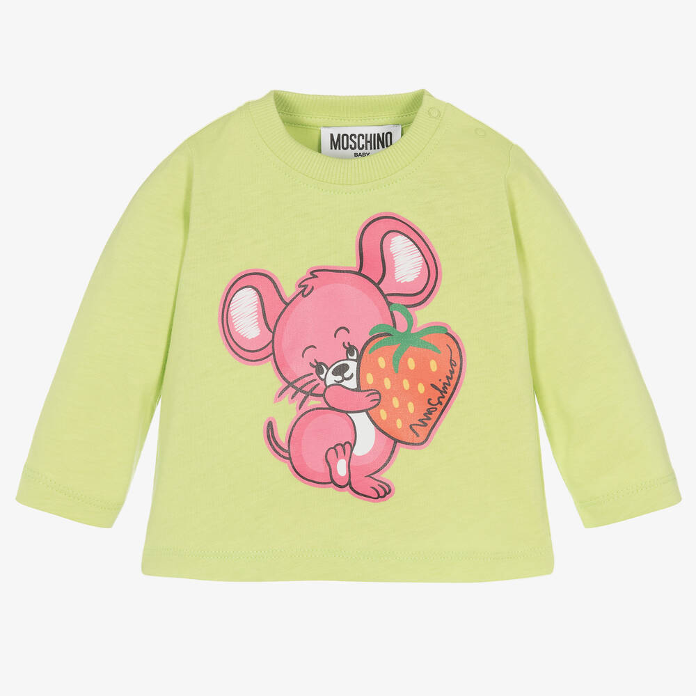 Moschino Baby - Зеленый хлопковый топ с мышкой для мальчиков | Childrensalon