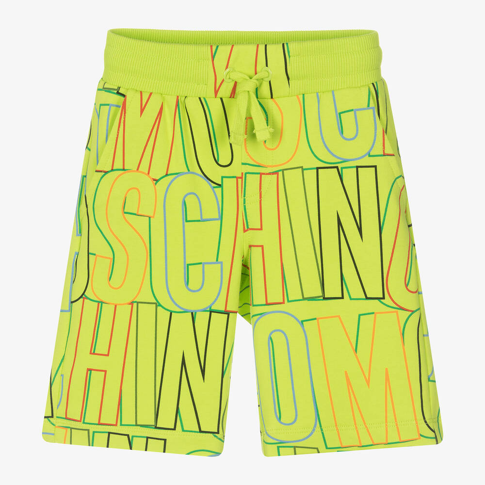 Moschino Kid-Teen-Boys Green Graphic Cotton Shorts | Childrensalon Outlet