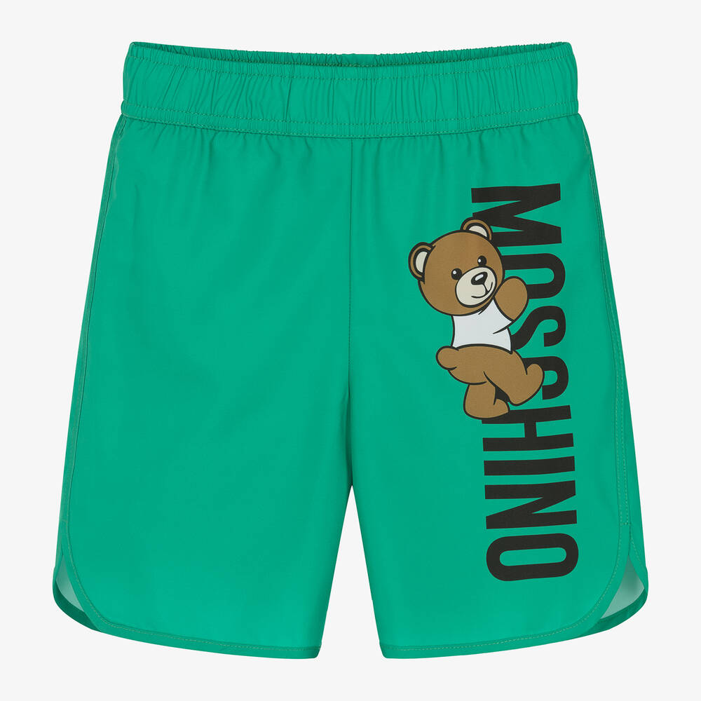 Moschino Kid-Teen-Boys Green Teddy Bear Swim Shorts | Childrensalon Outlet