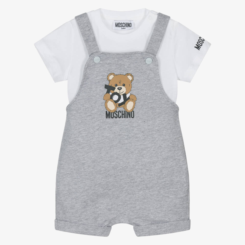 Moschino-طقم دنغري رمادي للأولاد مع دب | Childrensalon Outlet