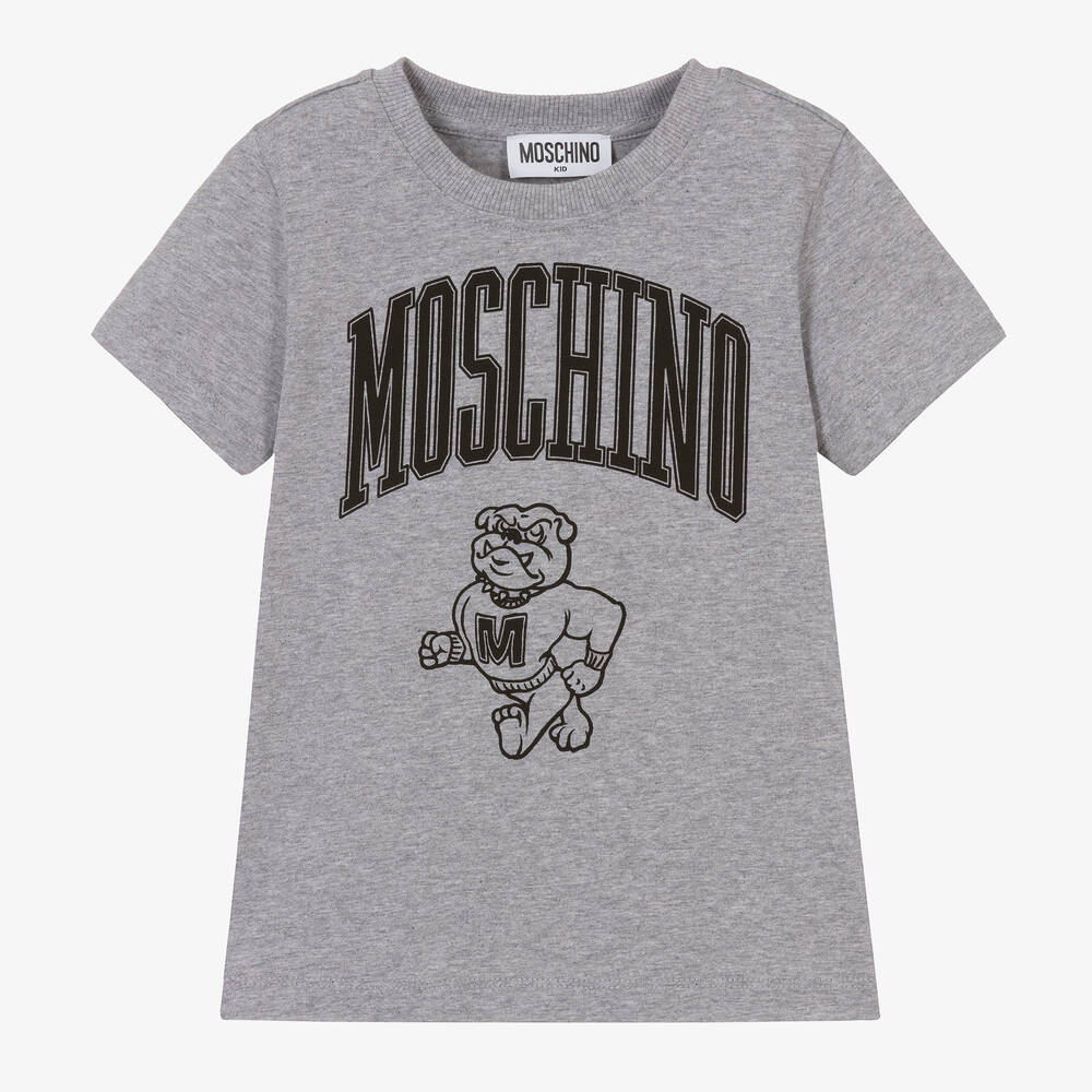 Moschino Kid-Teen - Boys Grey Cotton Bulldog T-Shirt | Childrensalon