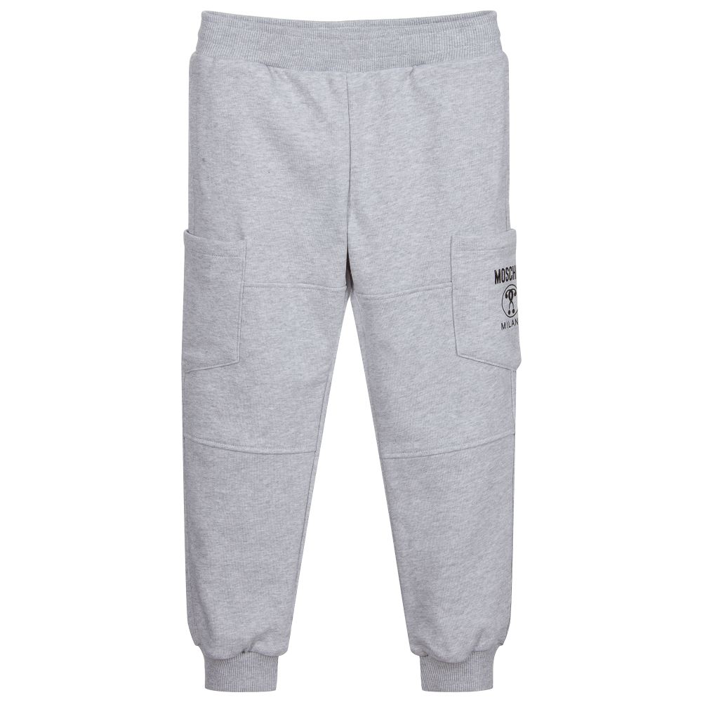 Moschino Kid-Teen - Boys Grey Cotton Joggers  | Childrensalon