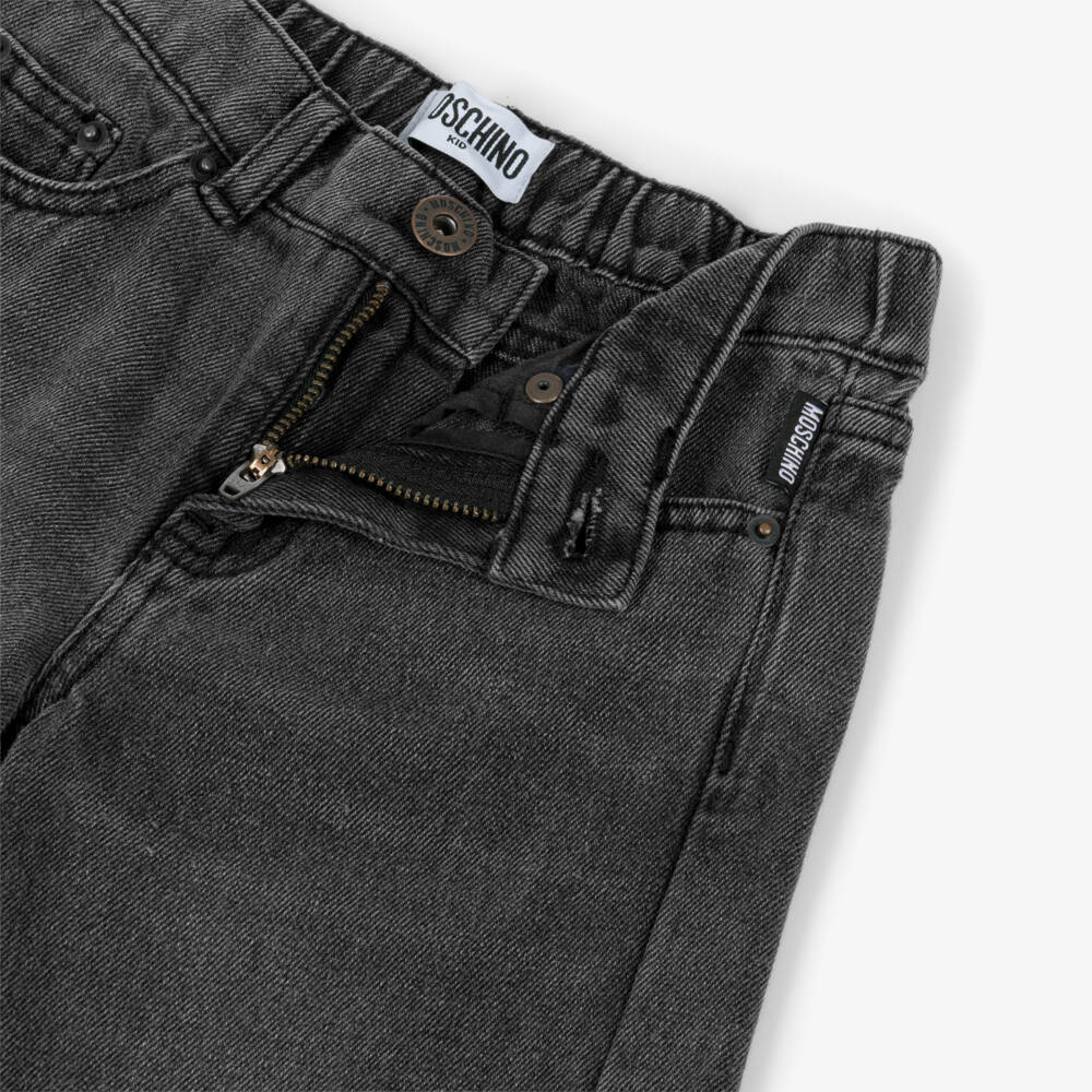 Moschino-Boys Grey Jeans with Bear Pocket | Childrensalon Outlet