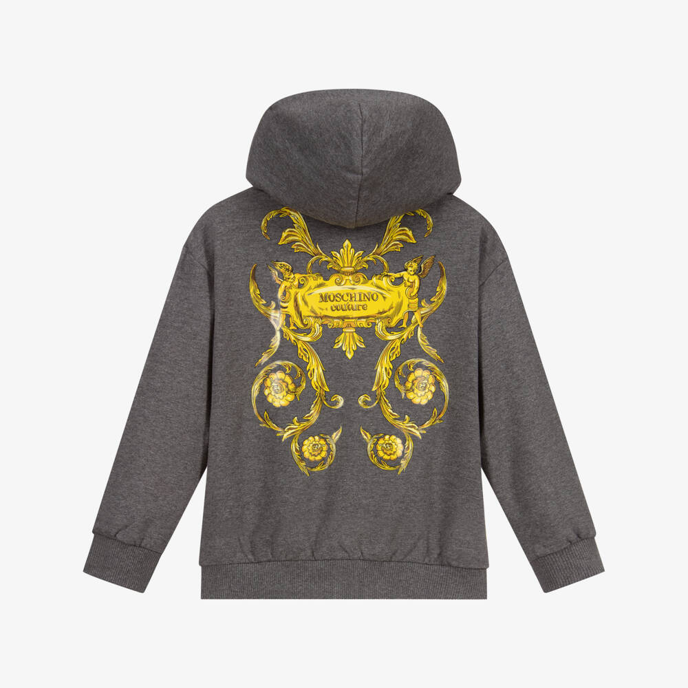 Moschino Kid-Teen-توب بسحّاب قطن جيرسي لون رمادي للأولاد | Childrensalon Outlet