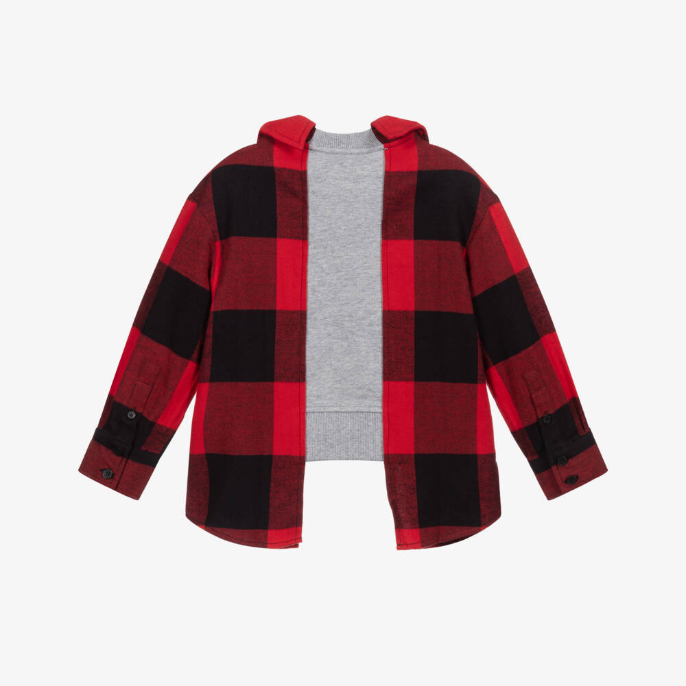 Moschino Kid-Teen-Boys Grey & Red Check Top | Childrensalon Outlet