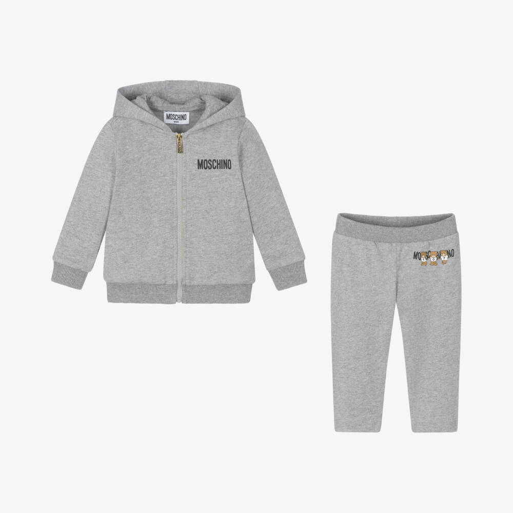 Moschino Baby-Boys Grey Teddy Logo Tracksuit | Childrensalon Outlet