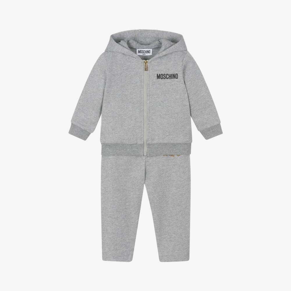 Moschino Baby-Boys Grey Teddy Logo Tracksuit | Childrensalon Outlet