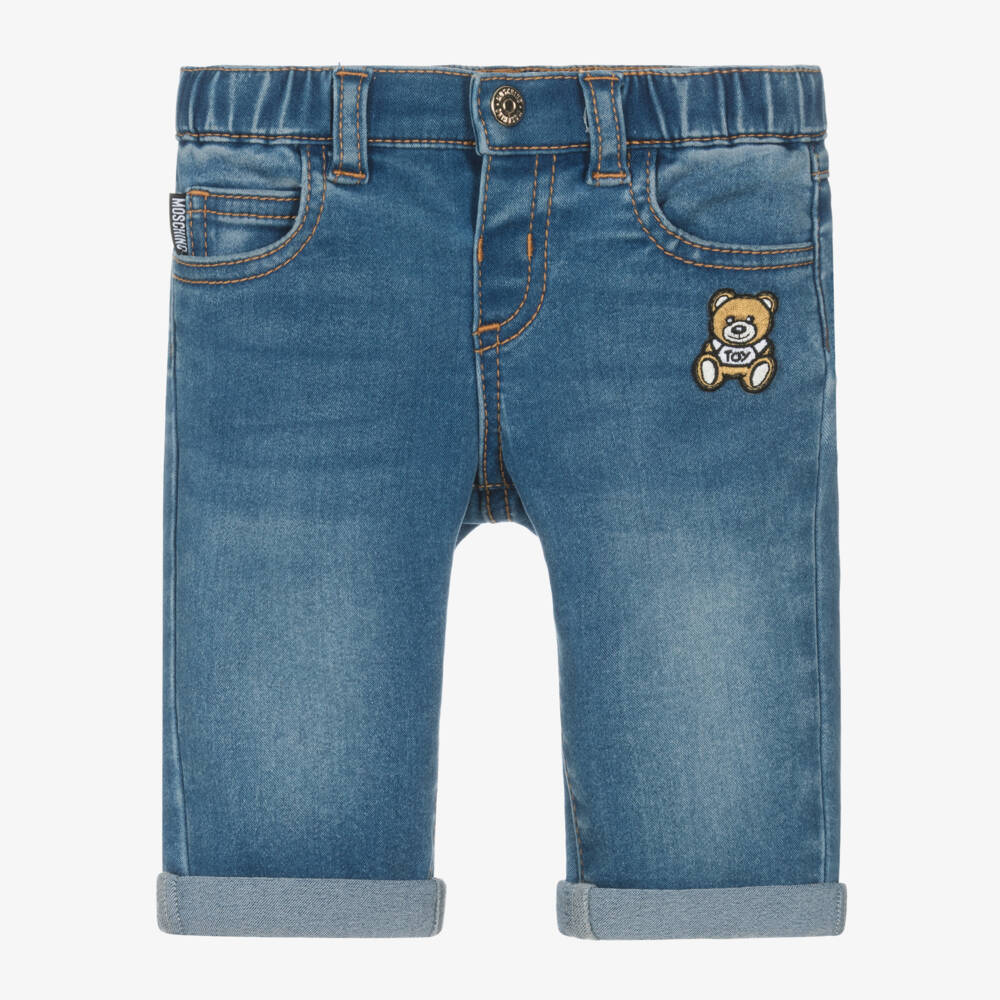 Moschino Малыши-Брюки с медвежьей нашивкой индиго для мальчиков | Childrensalon Outlet