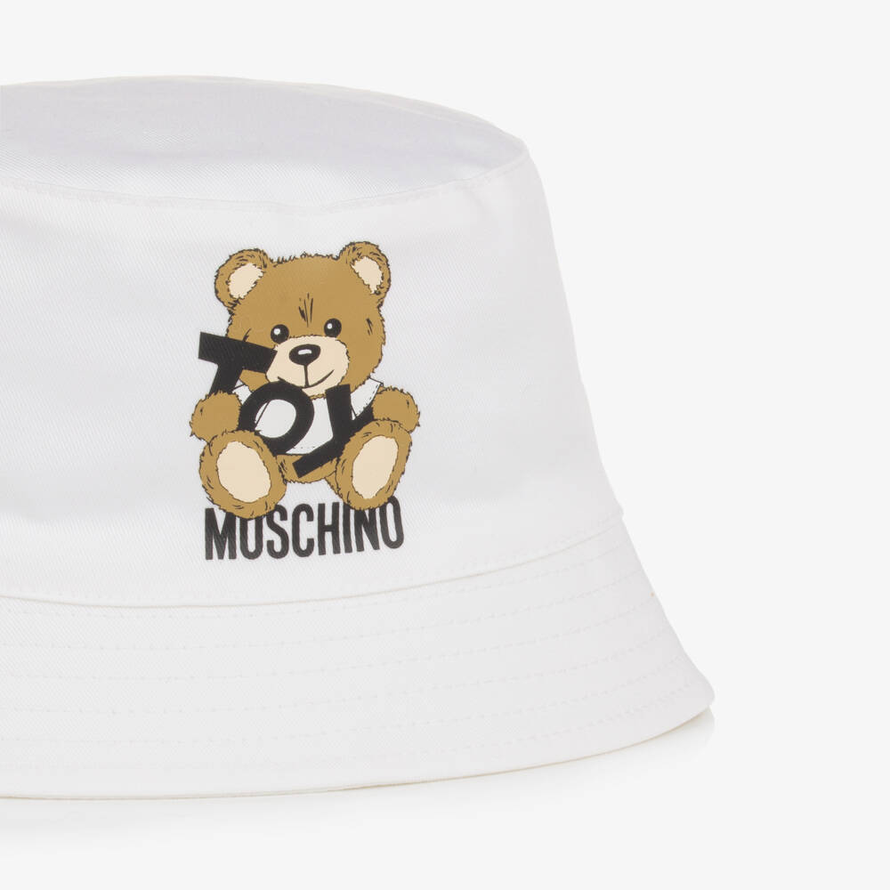 Moschino-Boys Ivory Bear Brimmed Hat | Childrensalon Outlet