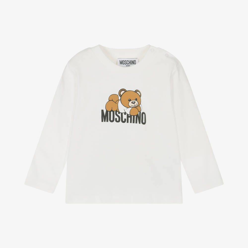 Moschino Baby-Boys Ivory Bear Cotton T-Shirt | Childrensalon Outlet