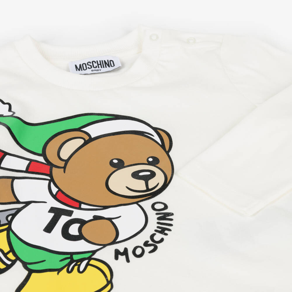 Moschino Baby-Boys Ivory Bear Long Sleeve Tee | Childrensalon Outlet