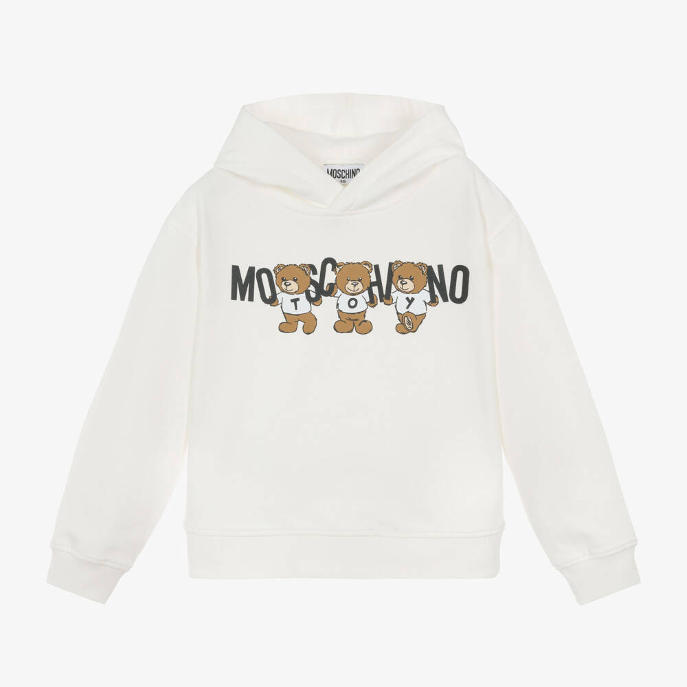 Moschino Кид-Тин-Boys Ivory Bear Print Hoodie | Childrensalon Outlet