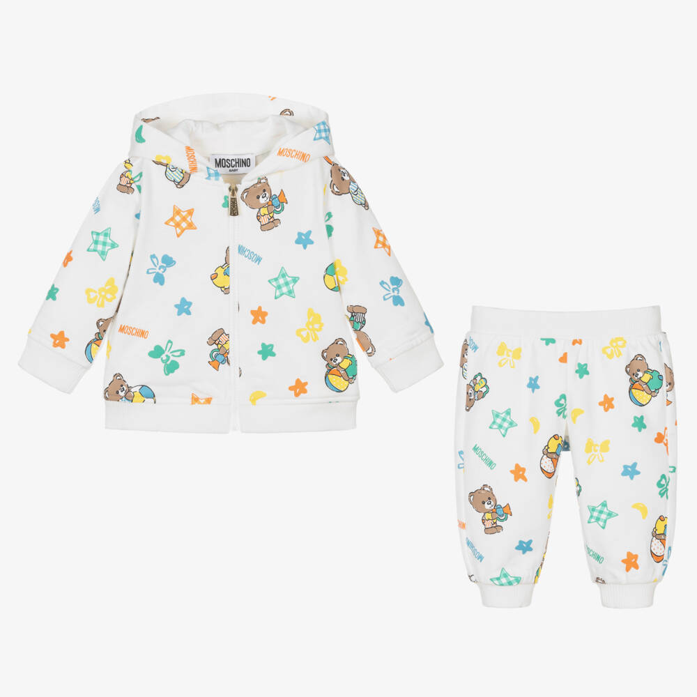 Moschino Baby-Boys Ivory Bear Print Tracksuit | Childrensalon Outlet