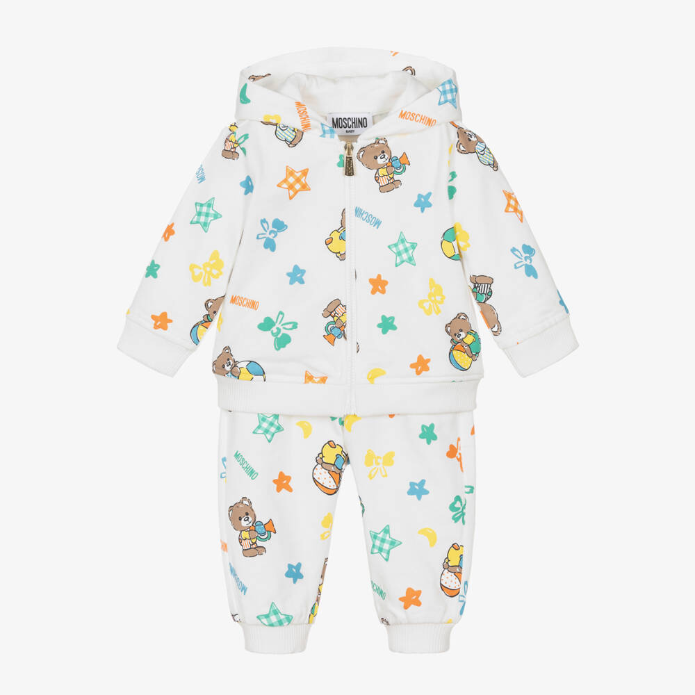 Moschino Baby-Boys Ivory Bear Print Tracksuit | Childrensalon Outlet