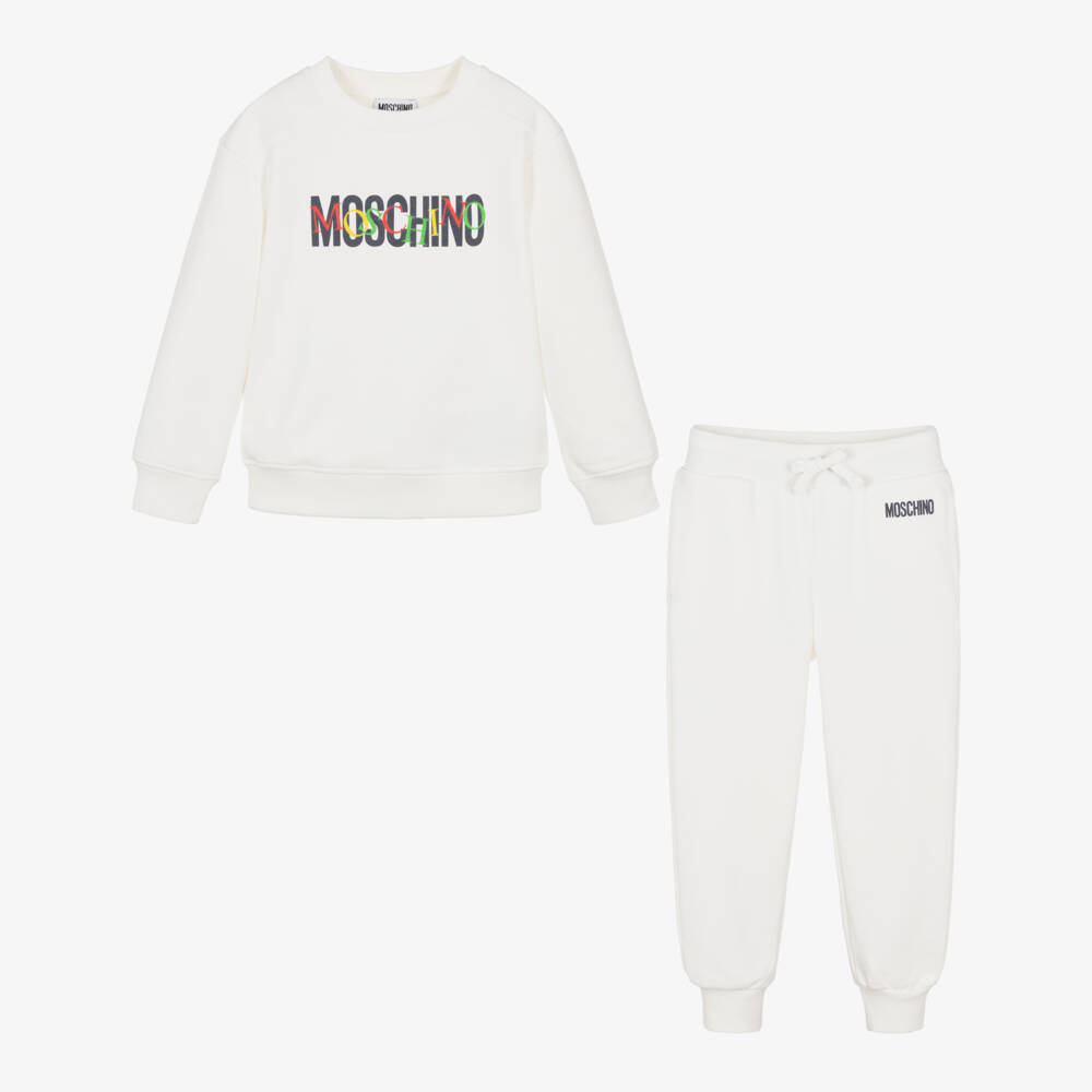 Moschino-Boys Ivory Emblem Tracksuit | Childrensalon Outlet