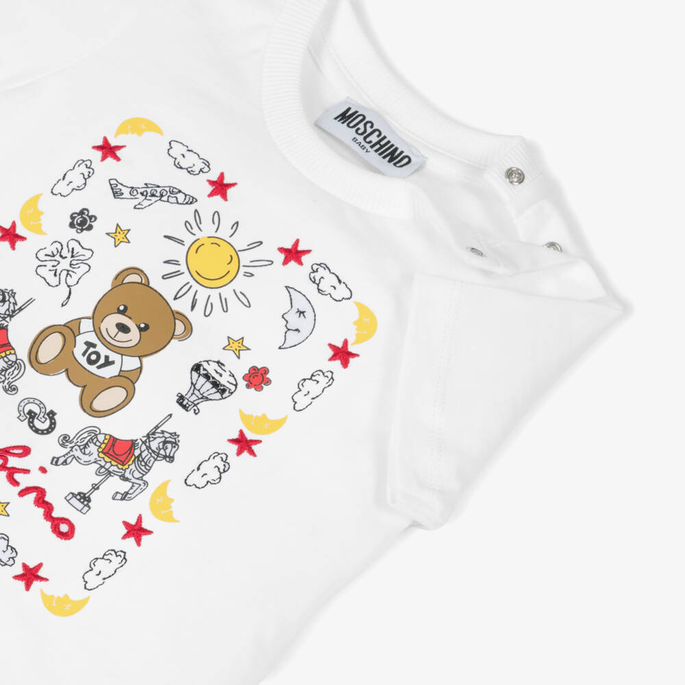 Moschino-Кремовая хлопковая рубашка с вышивкой для мальчиков | Childrensalon Outlet