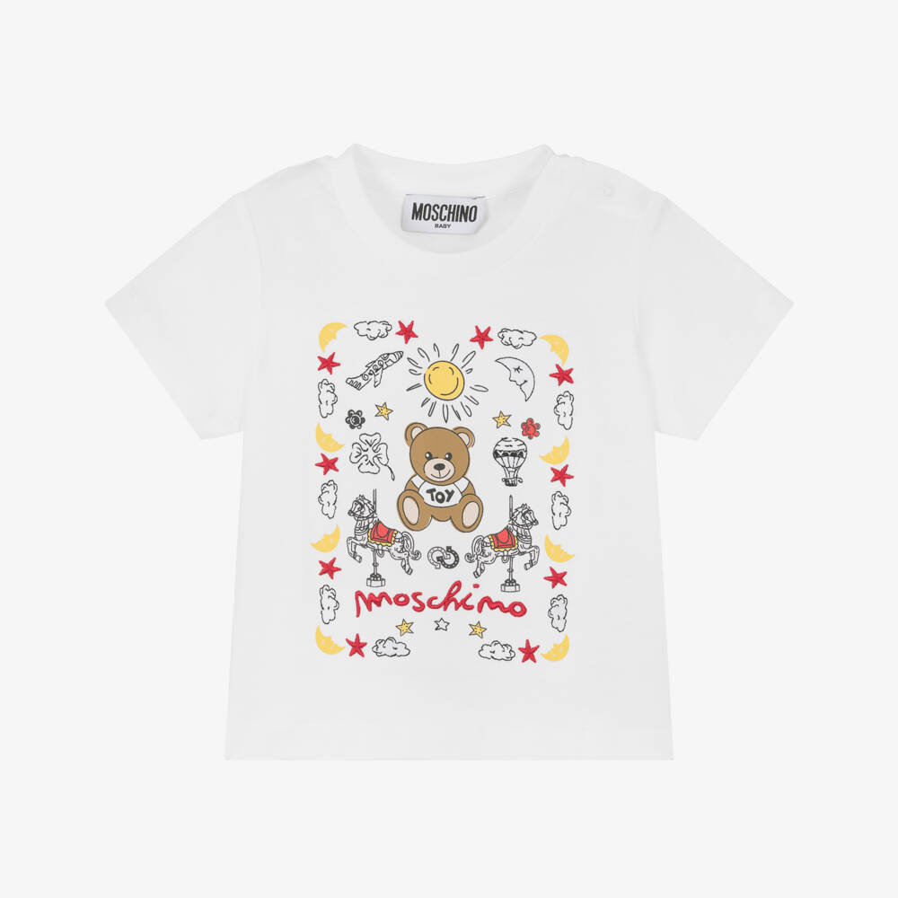Moschino-Boys Ivory Embroidered Cotton Shirt | Childrensalon Outlet