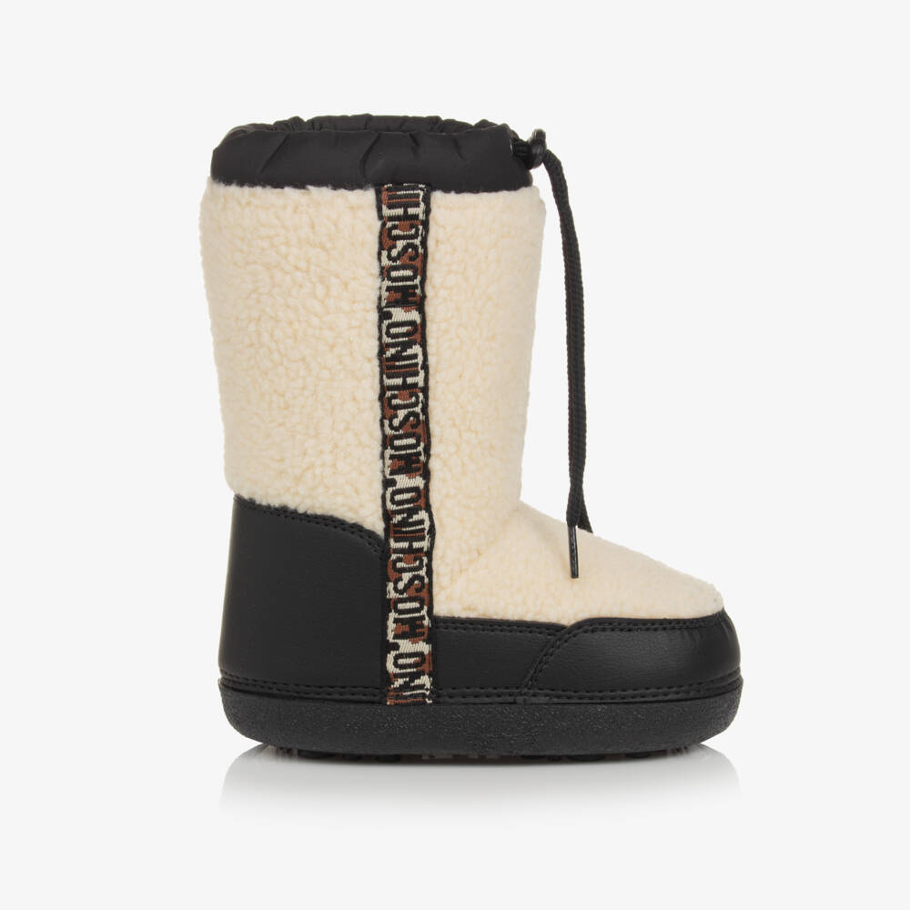 Moschino-Кремовые зимние ботинки из флиса для мальчиков | Childrensalon Outlet