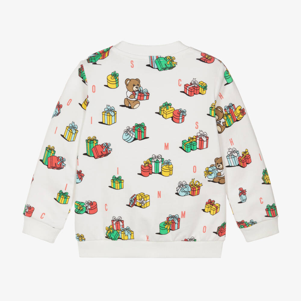 Moschino Baby-Boys Ivory Gift Print Sweatshirt | Childrensalon Outlet