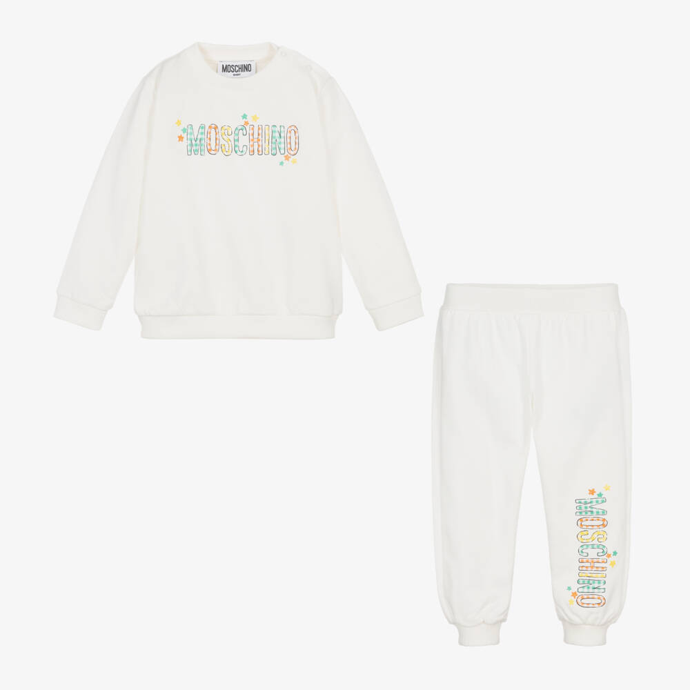 Moschino Baby-Boys Ivory Gingham Logo Tracksuit | Childrensalon Outlet