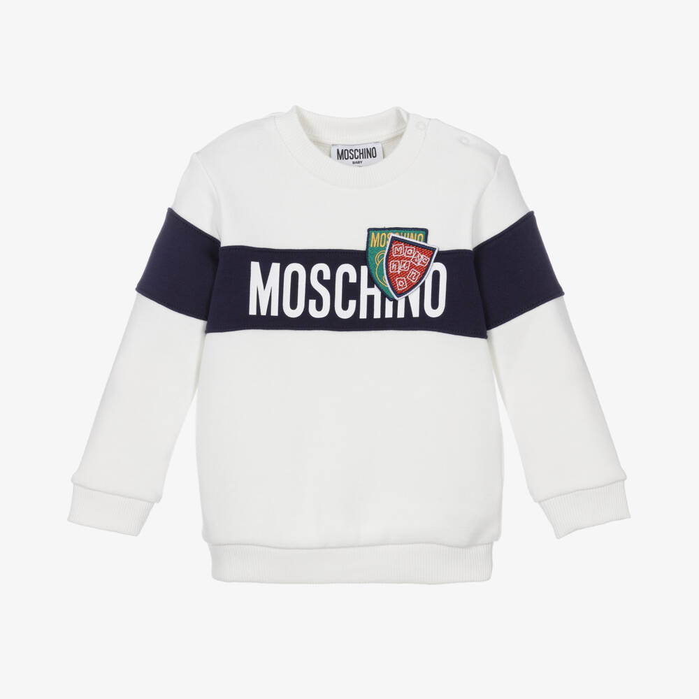Moschino Baby-Boys Ivory Logo Sweatshirt | Childrensalon Outlet