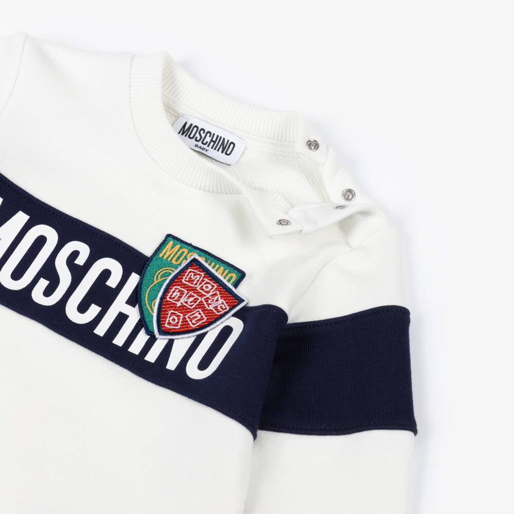 Moschino Baby-Boys Ivory Logo Sweatshirt | Childrensalon Outlet