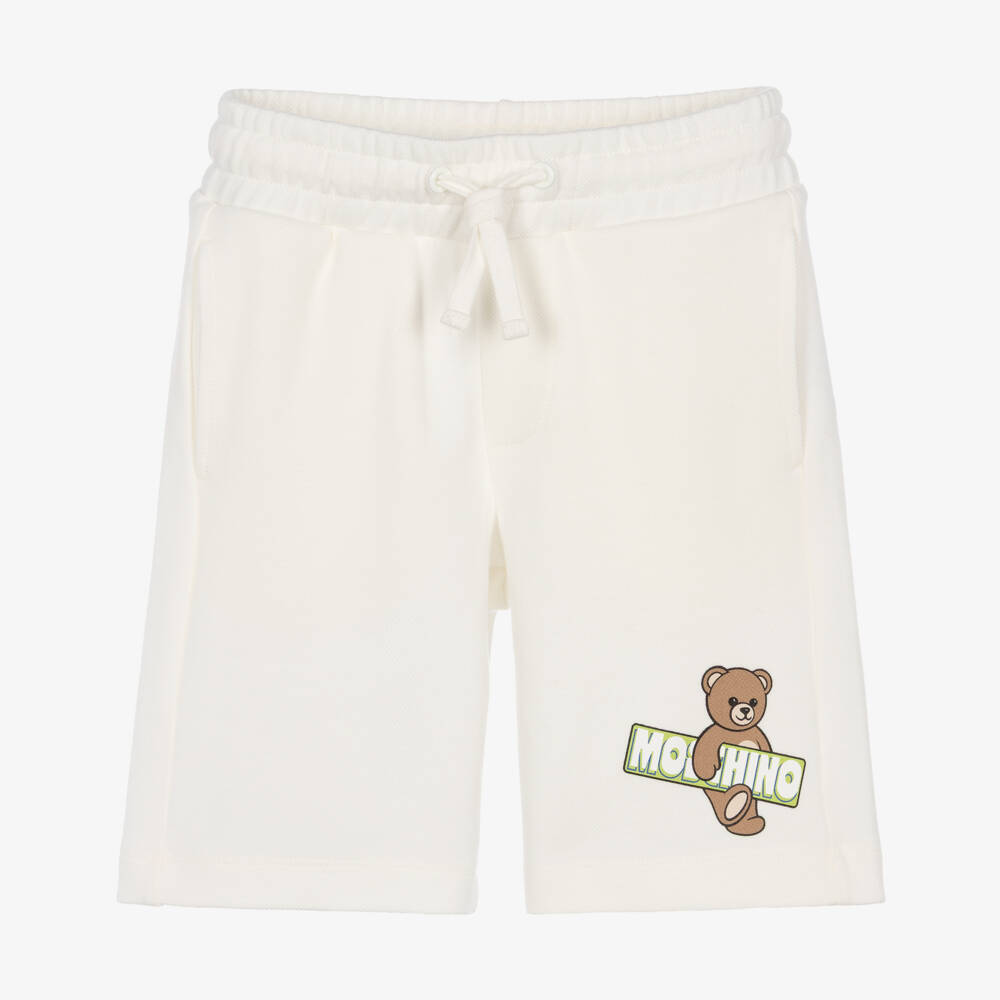 Moschino-Boys Ivory Piquet Cotton Shorts | Childrensalon Outlet