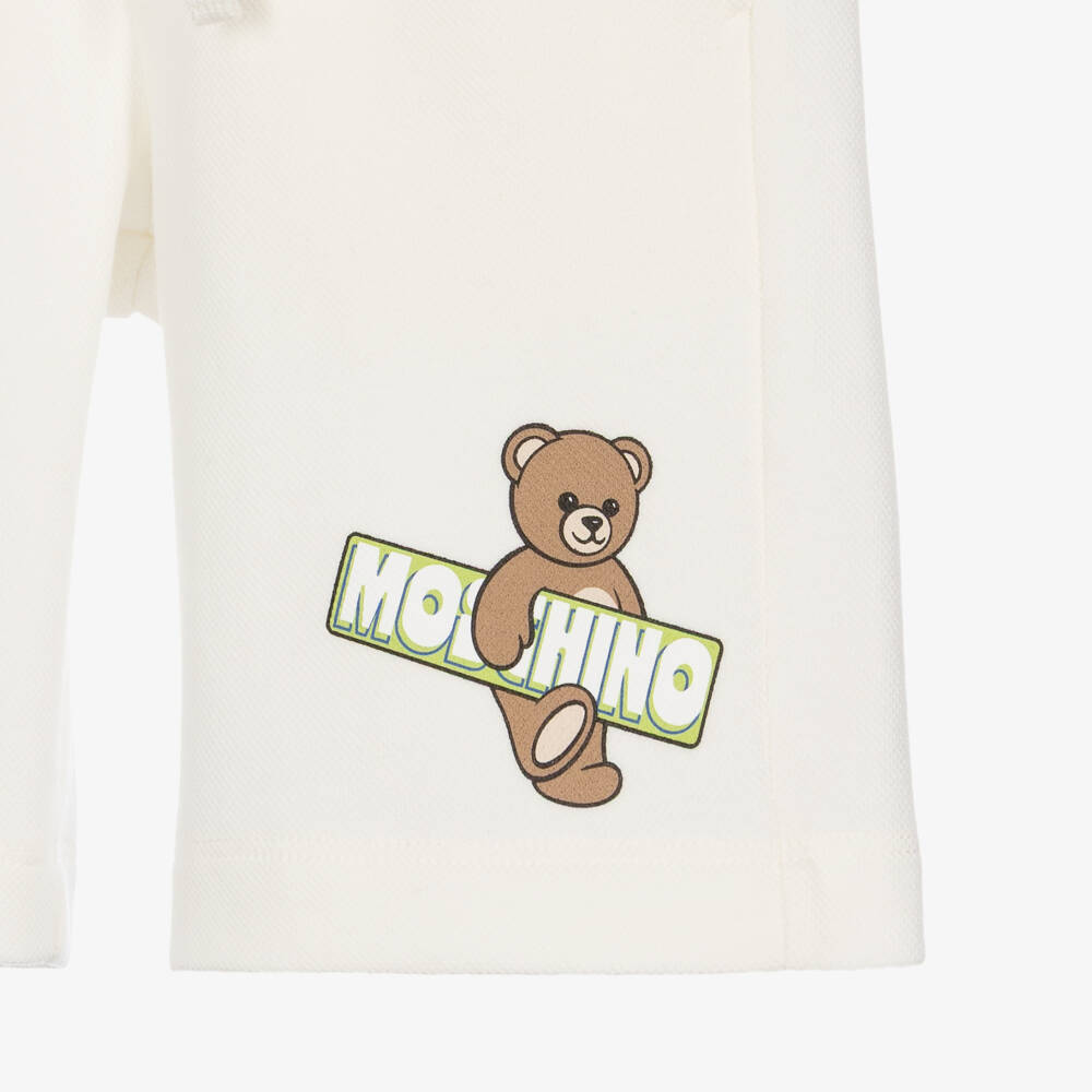 Moschino-Boys Ivory Piquet Cotton Shorts | Childrensalon Outlet