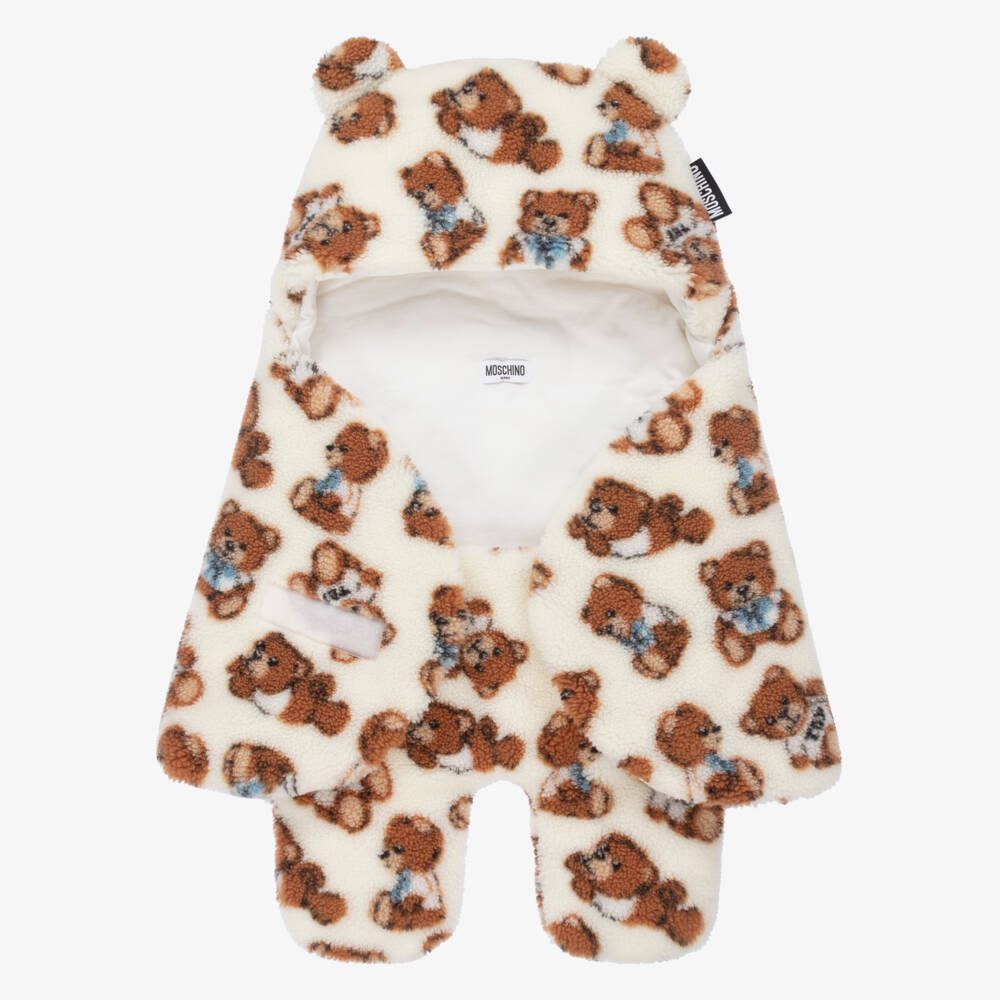Moschino Baby-Boys Ivory Plush Snuggle Cocoon | Childrensalon Outlet