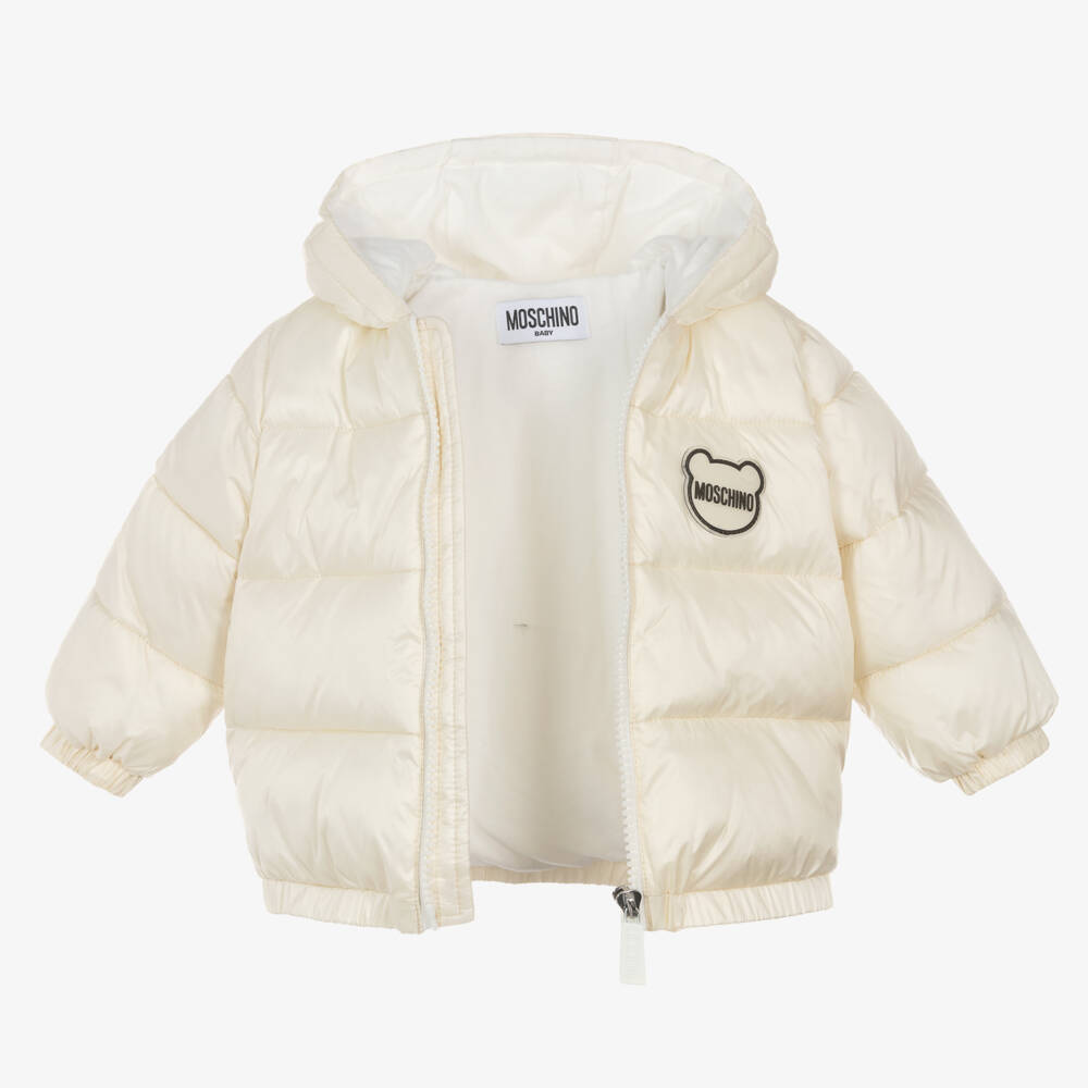 Moschino Baby-Boys Ivory Quilted Hooded Coat | Childrensalon Outlet