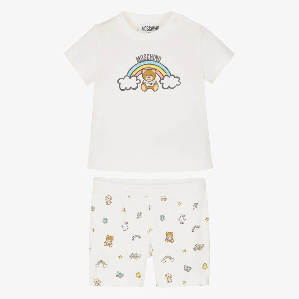 Moschino-Boys Ivory Teddy Bear & Shorts Duo | Childrensalon Outlet