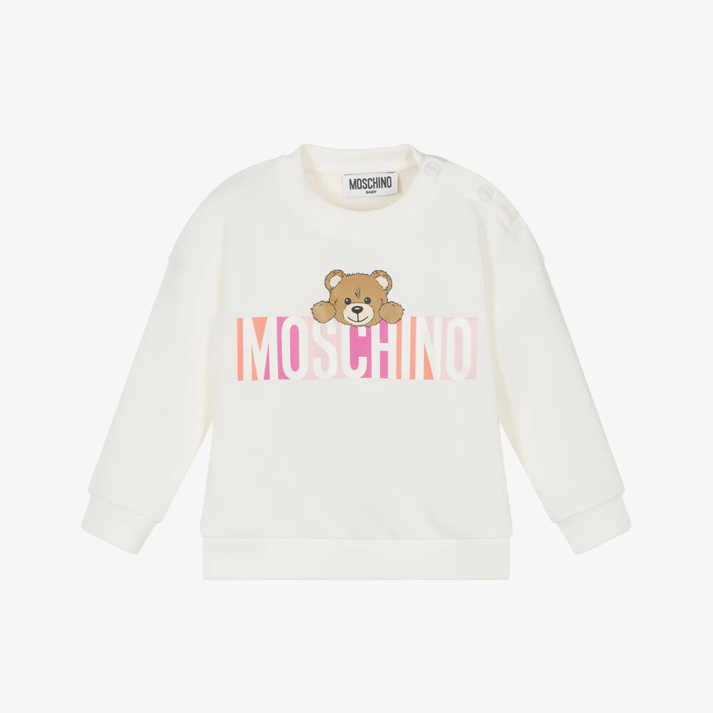 Moschino-Boys Ivory Teddy Crewneck Pullover | Childrensalon Outlet