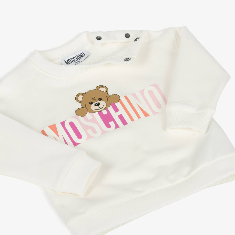 Moschino-Boys Ivory Teddy Crewneck Pullover | Childrensalon Outlet