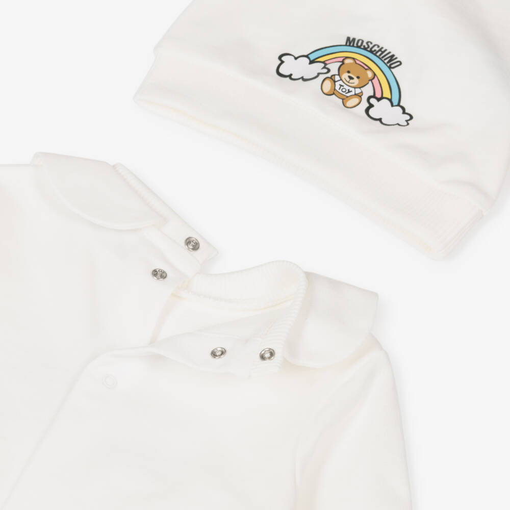 Moschino-Boys Ivory Teddy & Rainbow Set | Childrensalon Outlet