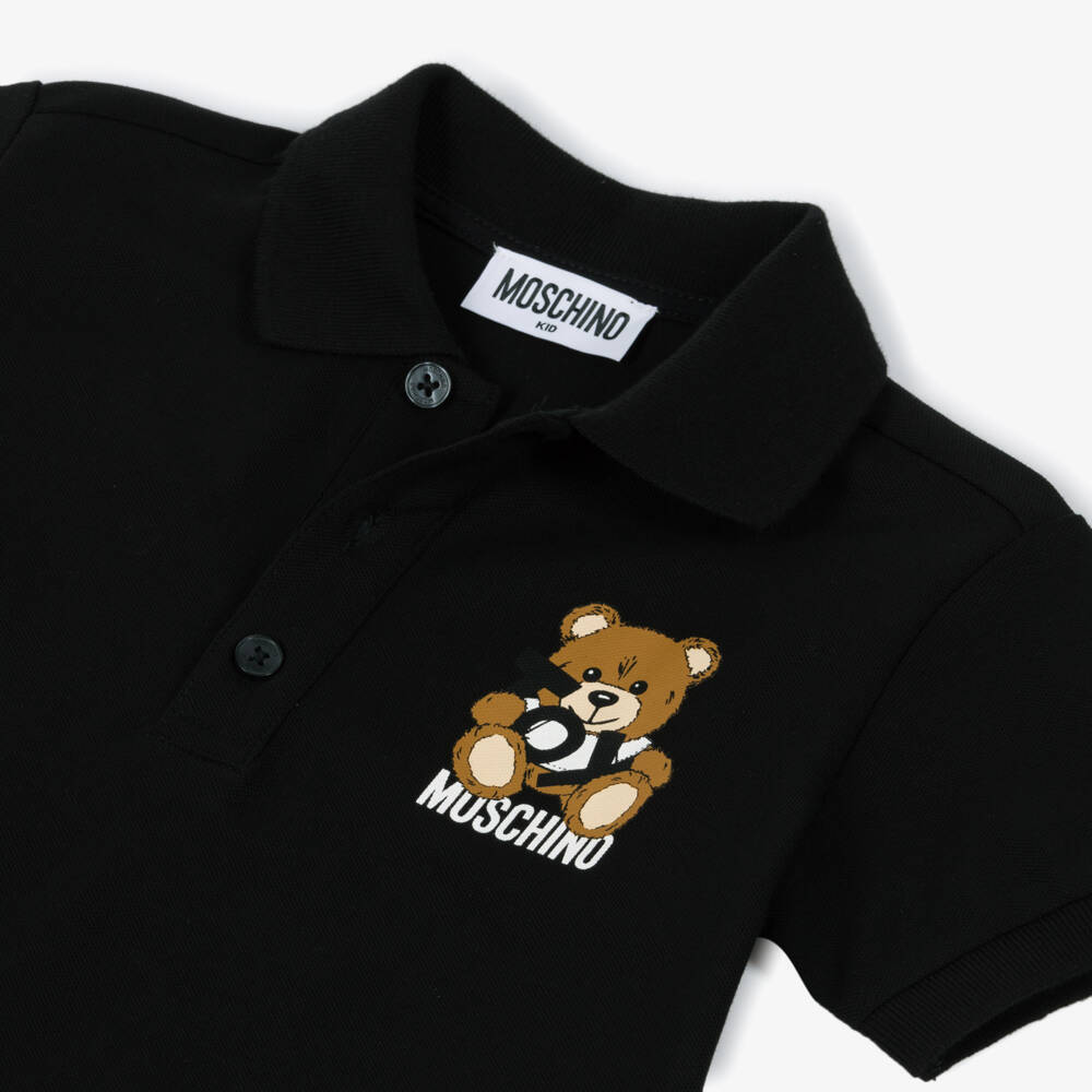 Moschino-Boys Jet Black Teddy Logo Polo | Childrensalon Outlet