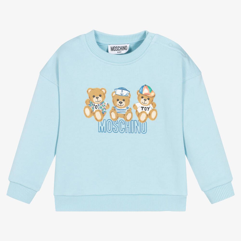 Moschino Baby - Boys Light Blue Teddy Bear Sweatshirt | Childrensalon