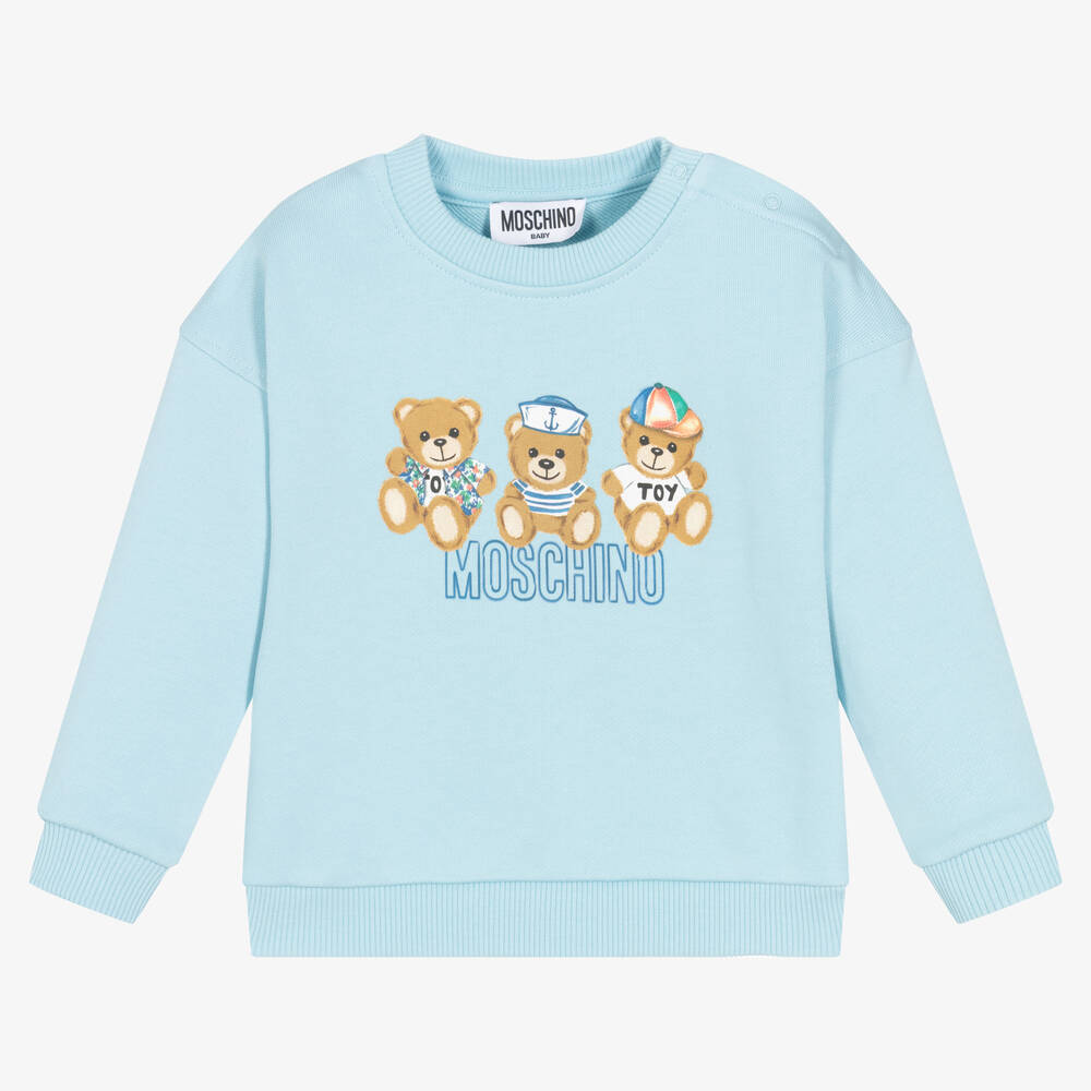 Moschino Baby - Sweat bleu clair nounours garçon | Childrensalon