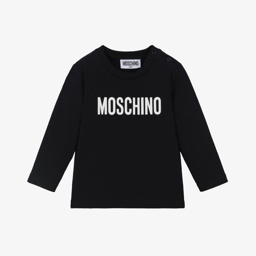 Moschino Baby-تي شيرت فاخر أسود بشعار للأولاد | Childrensalon Outlet